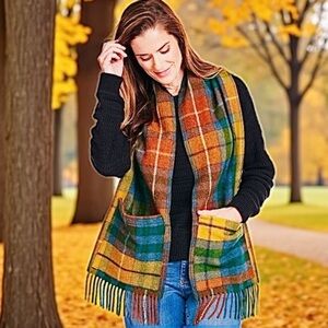 Patrick King Woollen Company Deluxe Wool Fringe Multicolor Scarf